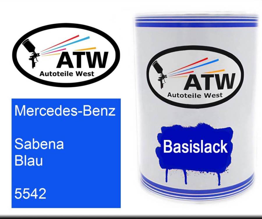 Mercedes-Benz, Sabena Blau, 5542: 500ml Lackdose, von ATW Autoteile West.